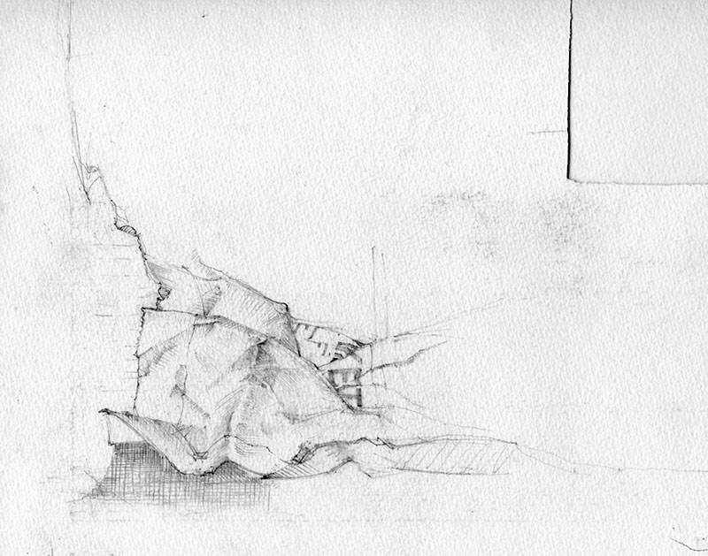 newspaper fragment drawing